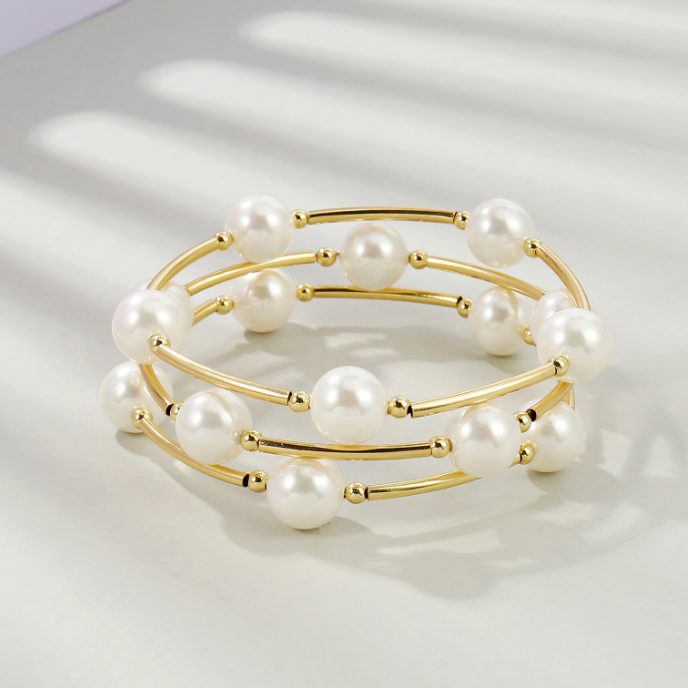 Vintage Faux Pearl Bangle Bracelet