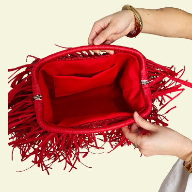 Raffia Fringe Clutch