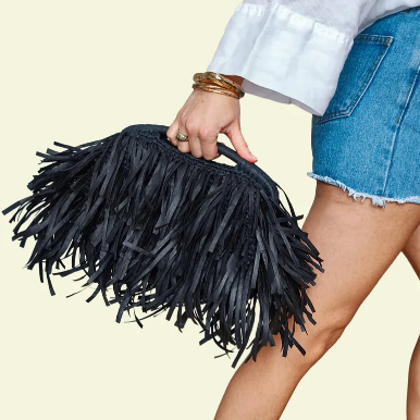 Raffia Fringe Clutch