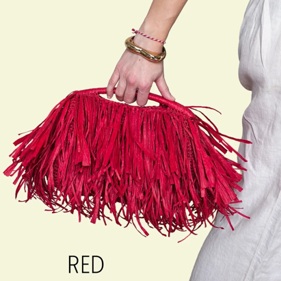 Raffia Fringe Clutch