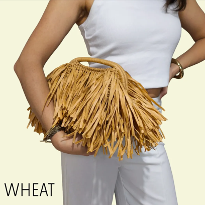 Raffia Fringe Clutch