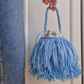 Raffia Fringed Mini Bucket Bag