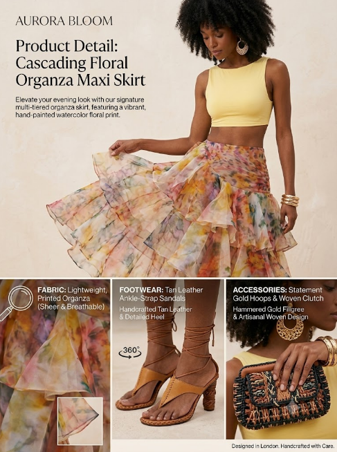 Fanned Foral Maxi Skirt