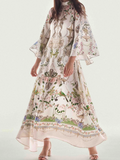 Exquisite Flared Sleeve Satin Maxi Dress