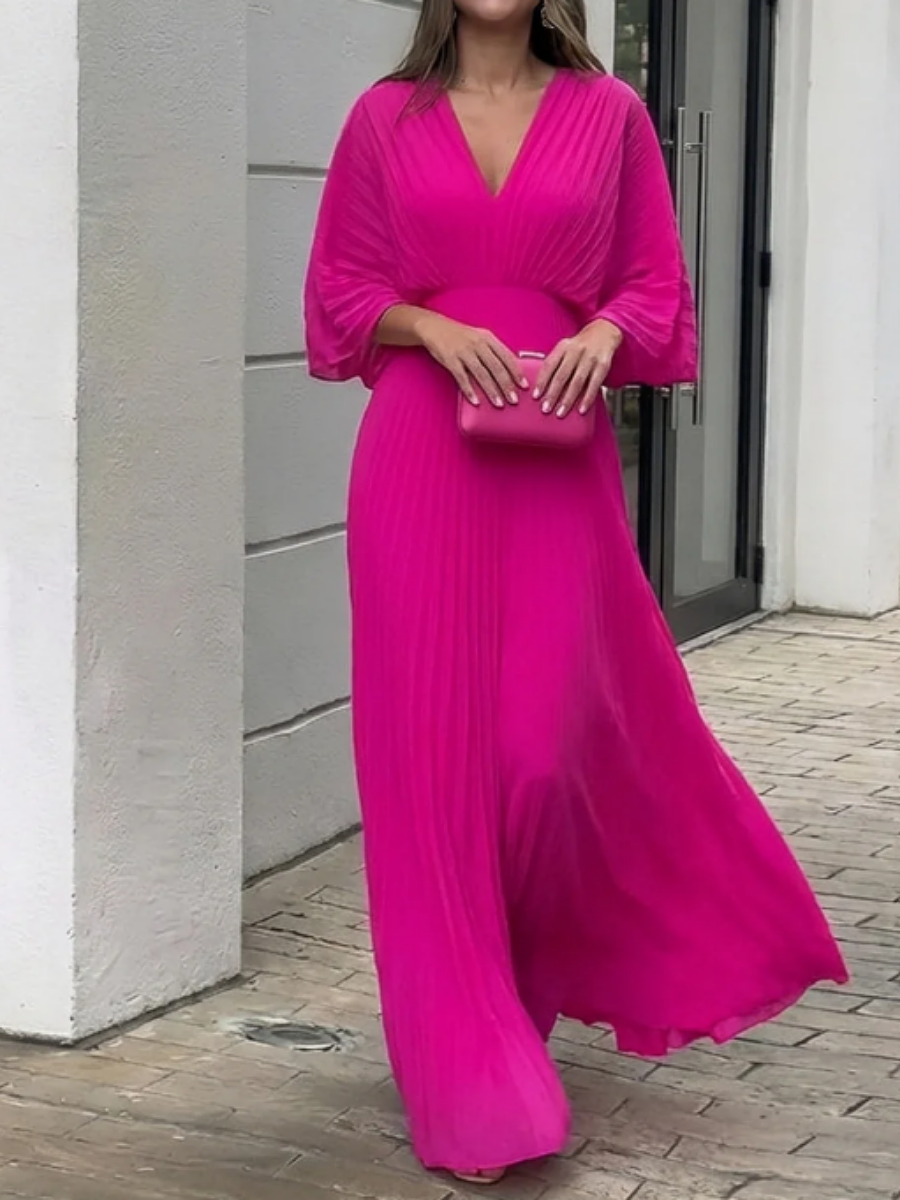 Elegant Pleated Maxi Dress【In Stock】