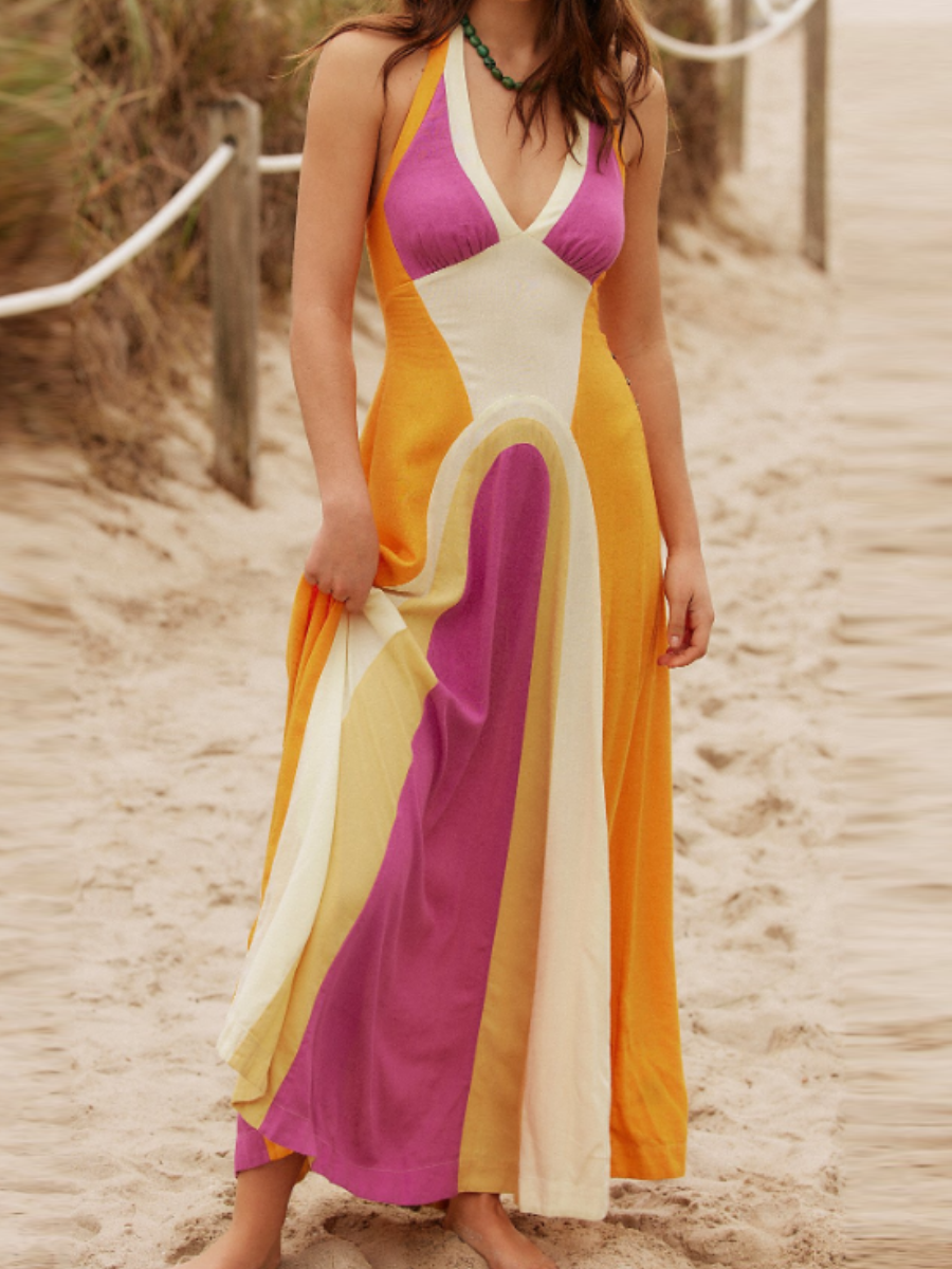 Chic Stripe New Vacation Maxi Dress