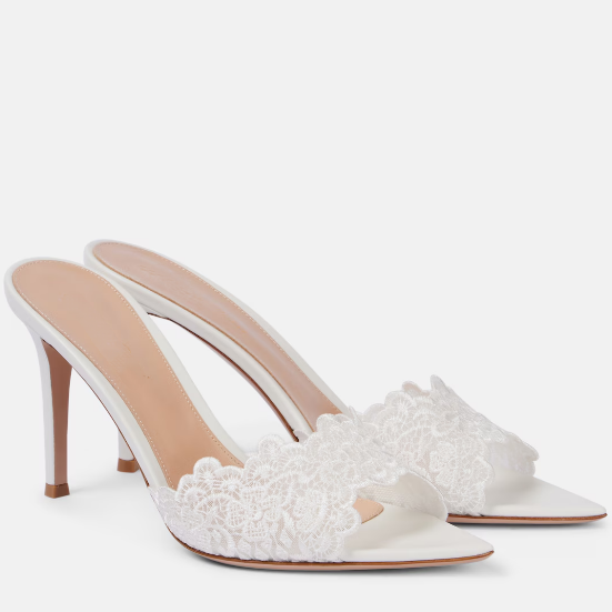 Lace Pointed Mule Shoes
