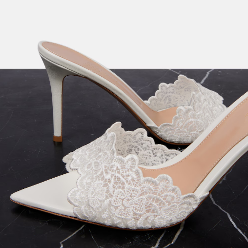 Lace Pointed Mule Shoes