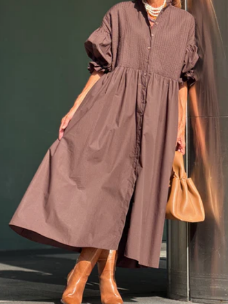 Bohemian Lantern Sleeve Midi Dress