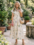 Pleated Floral Midi Dress