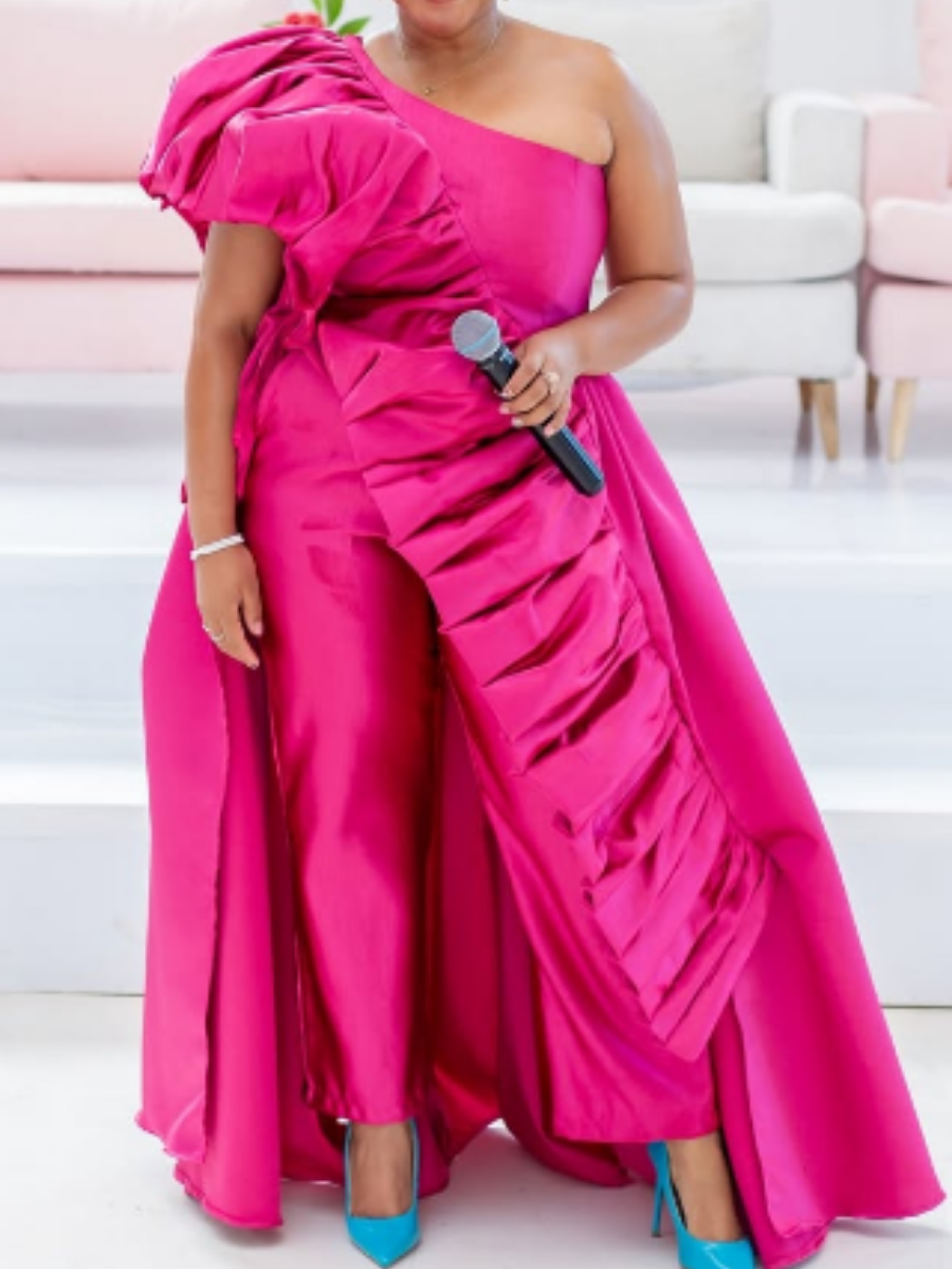 Hot Pink Irregular Pants Set