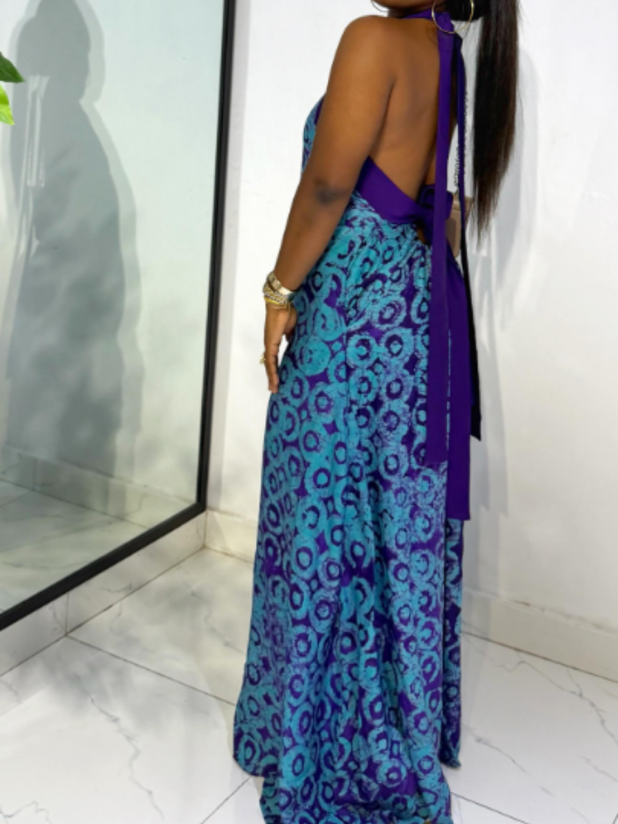 Halter-neck Printed Resort Dress