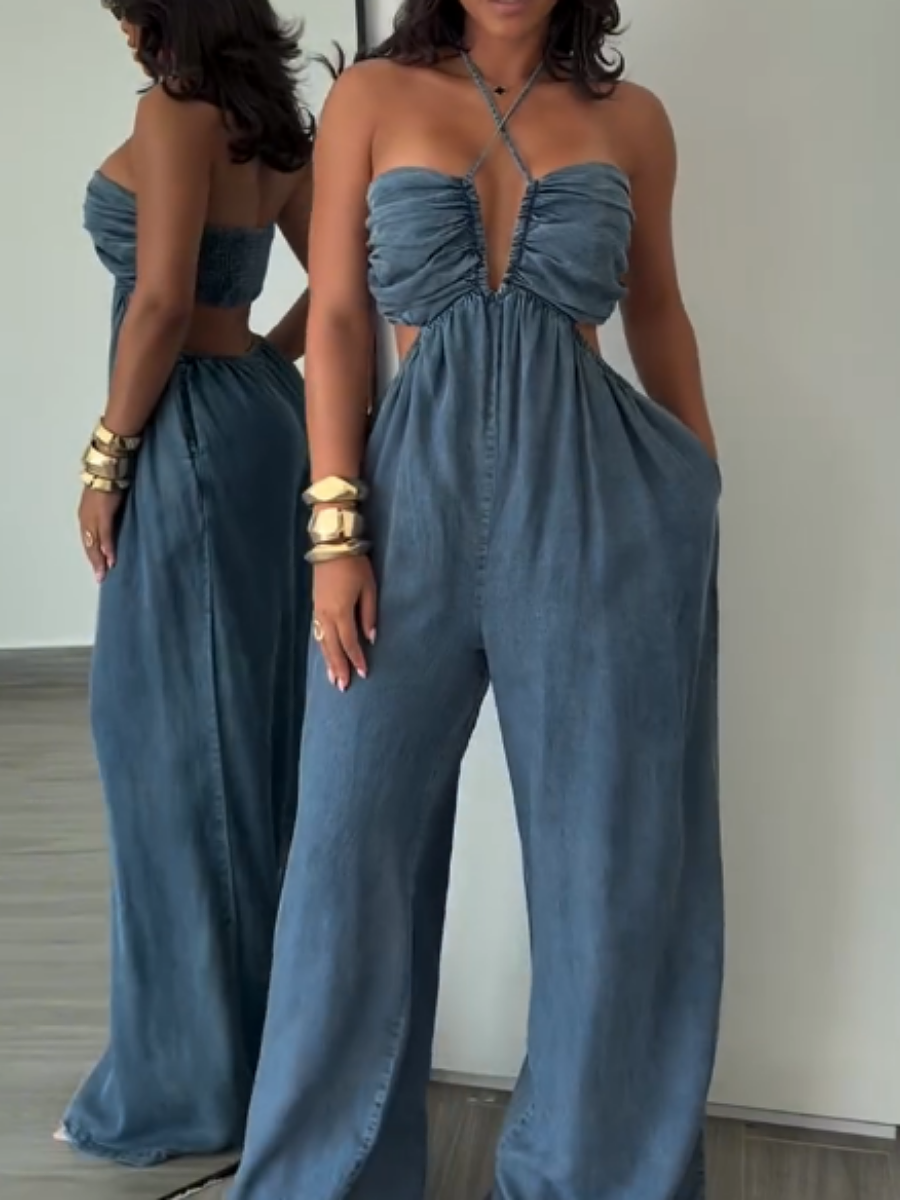 Chic V-Wire Halter Jumpsuit