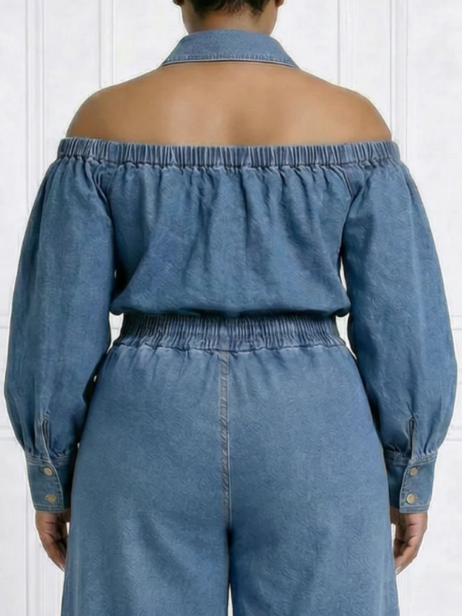 Chic Off-shoulder Denim Blouse