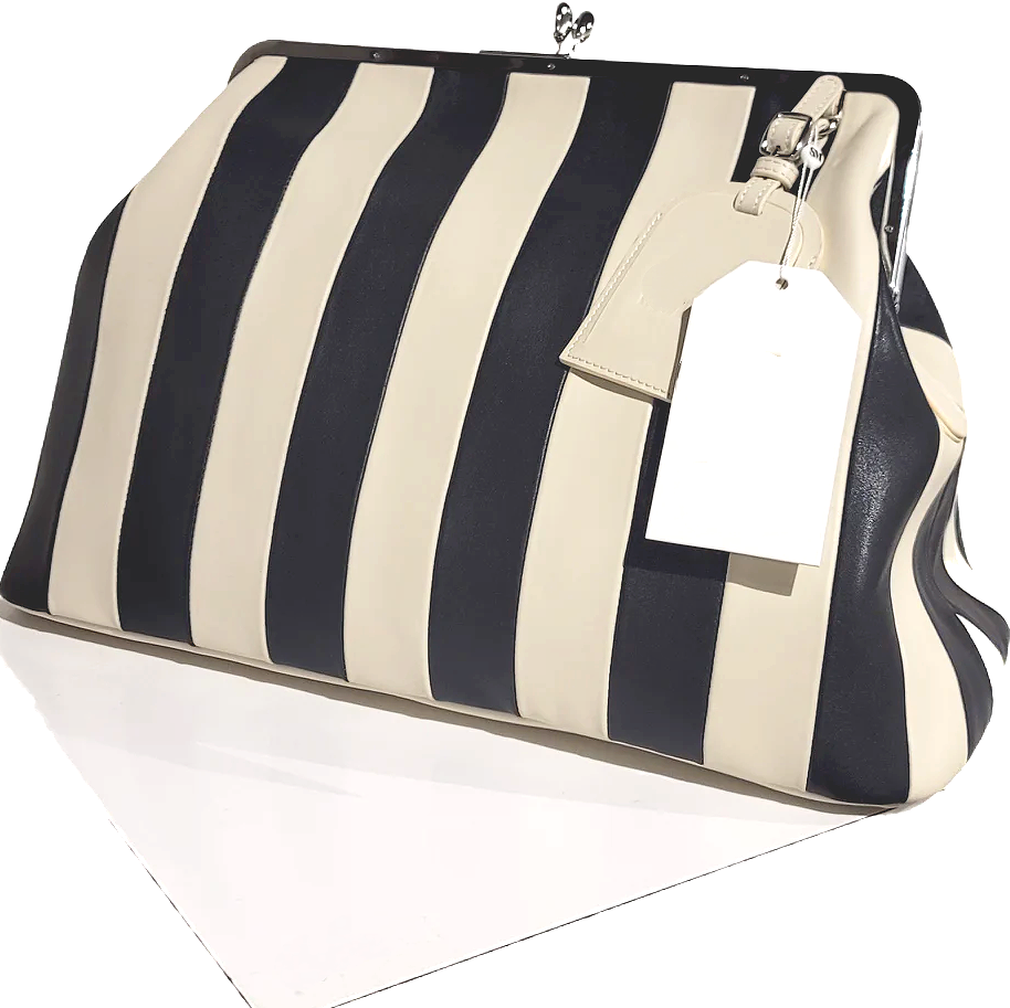 Chill Stripe Kiss Lock Closure Clasp Handbag
