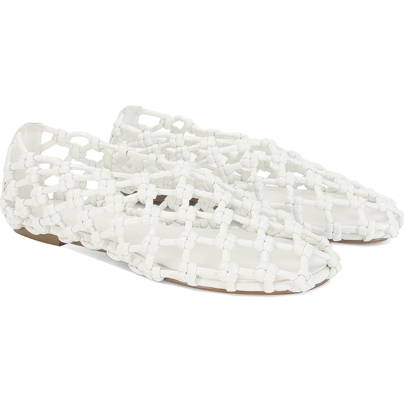 Round-toe Woven Cut-Out Ballet Flats