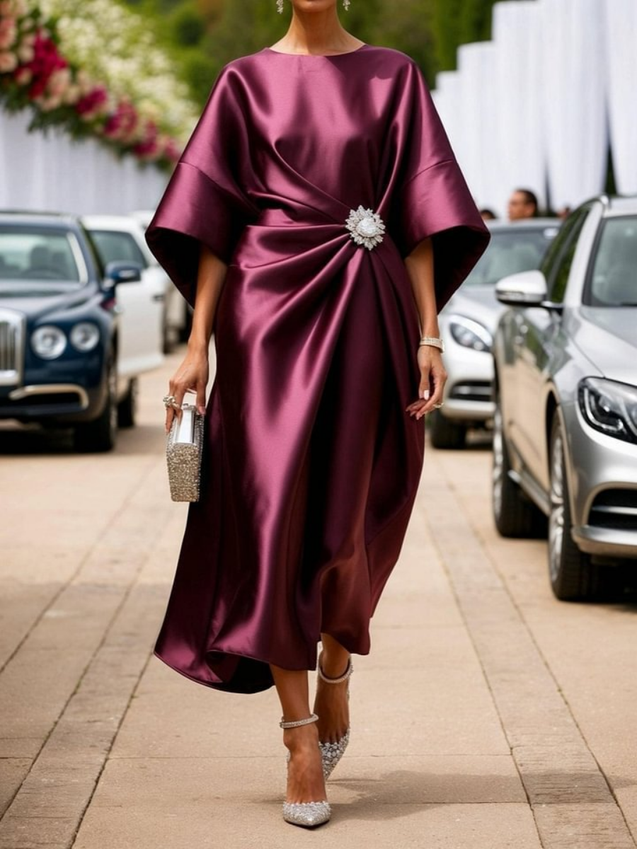 Satin Elegant Midi Dress