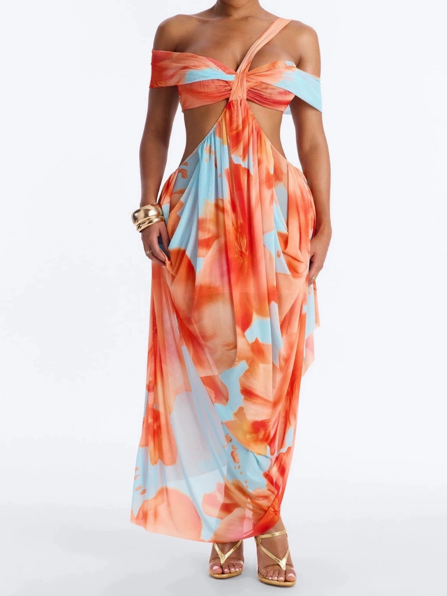 Floral Mesh Maxi Dress