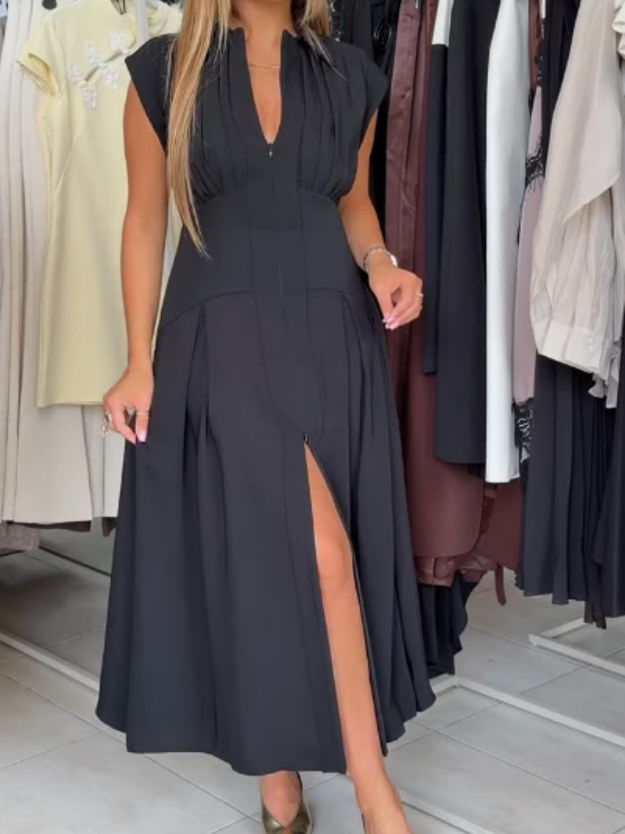 Elegant Pleated Slim Fit Dress
