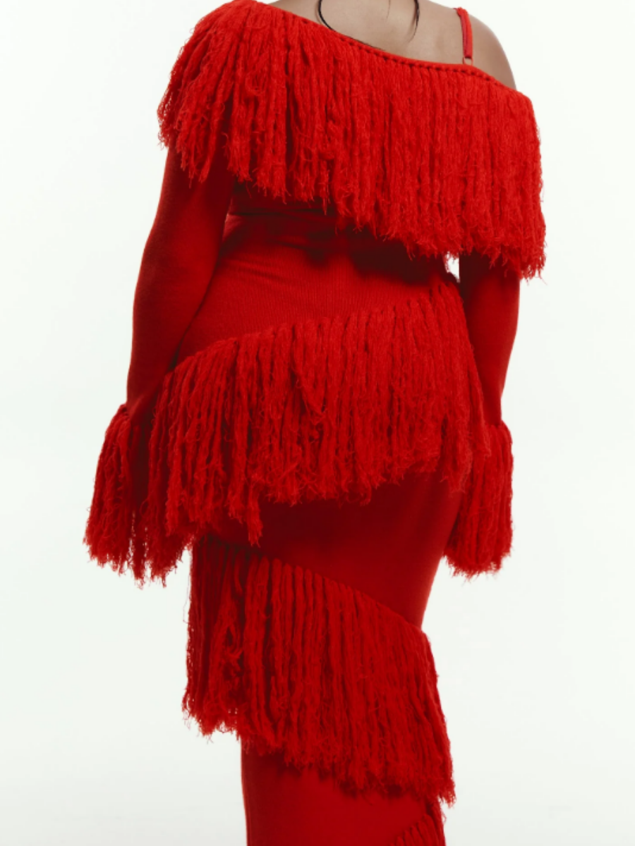 Fancy Red Tassel Dress