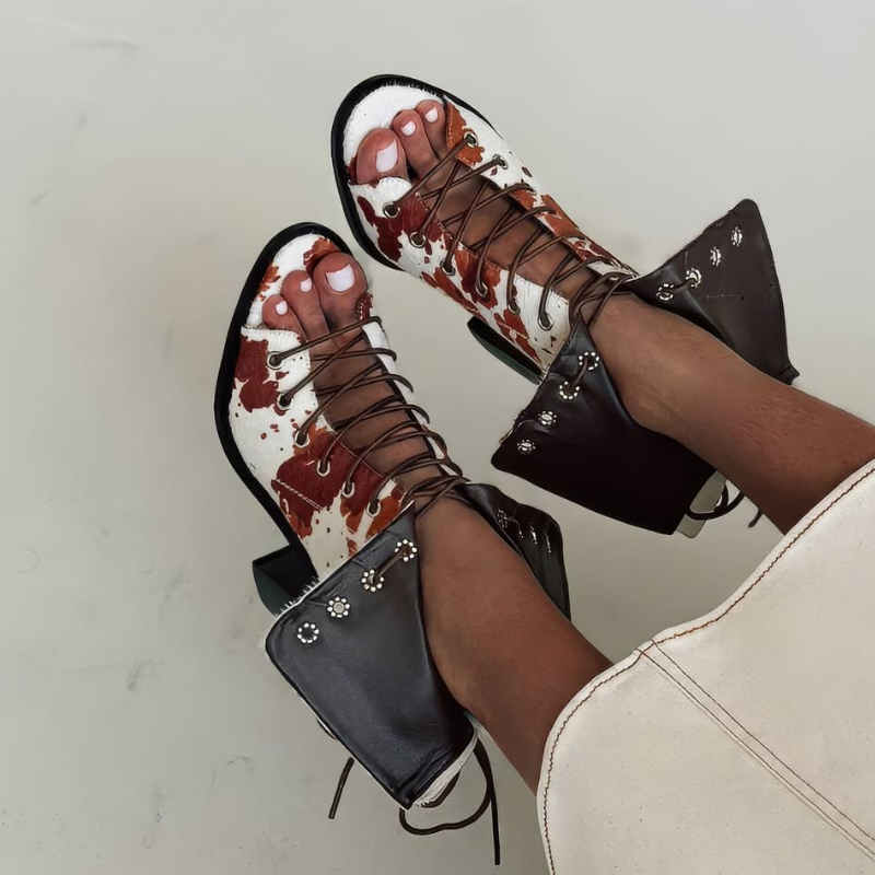 Cow Girl’s Chunky Heel Ankle Boots
