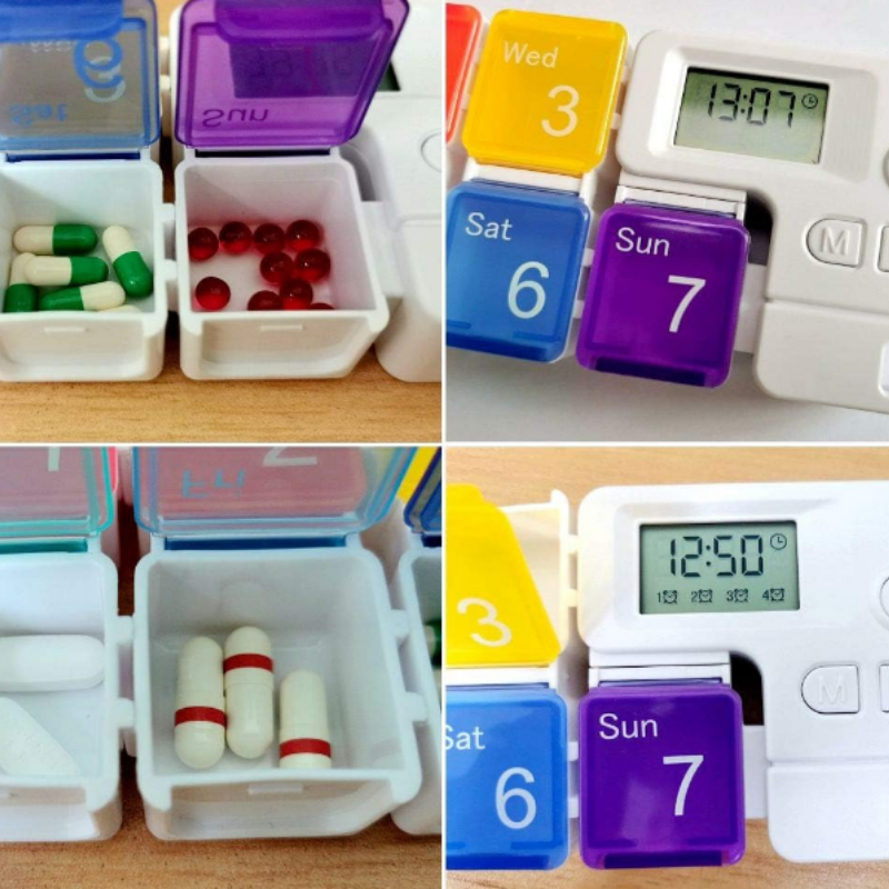 Weekly Pill Box with AM/PM Automatic Alarm Reminder