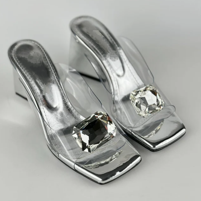 Summer Chic Silver Mules