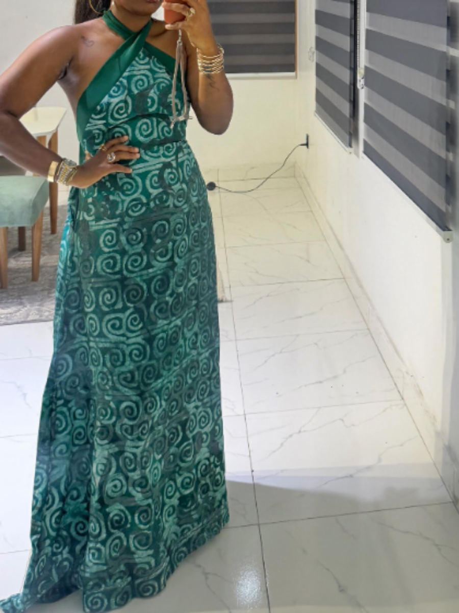 Halter-neck Printed Resort Dress