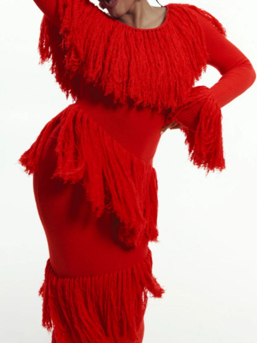 Fancy Red Tassel Dress