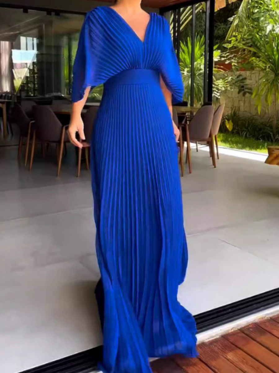 Elegant Pleated Maxi Dress【In Stock】