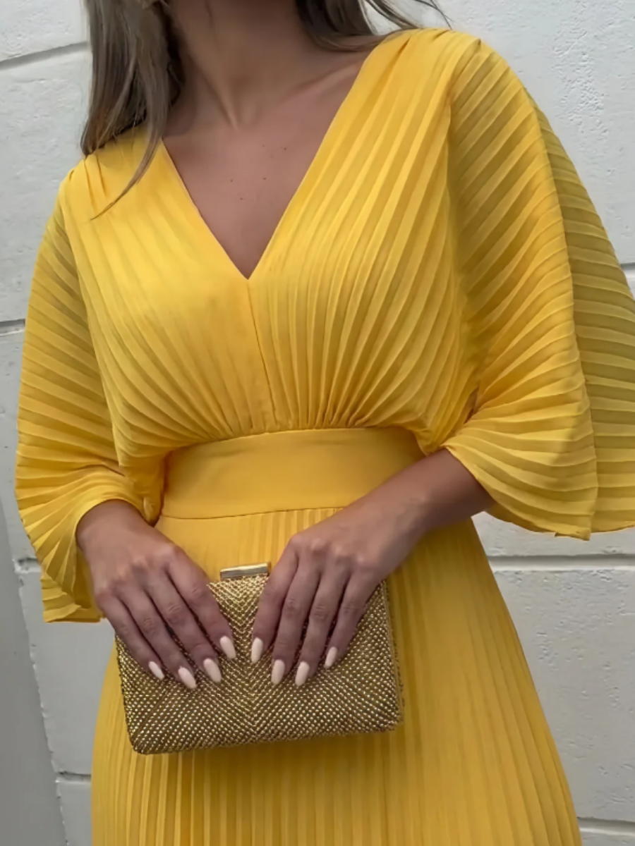 Elegant Pleated Maxi Dress【In Stock】