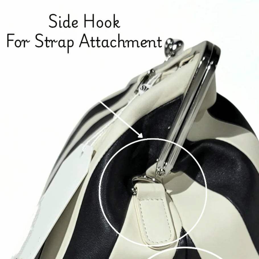 Chill Stripe Kiss Lock Closure Clasp Handbag