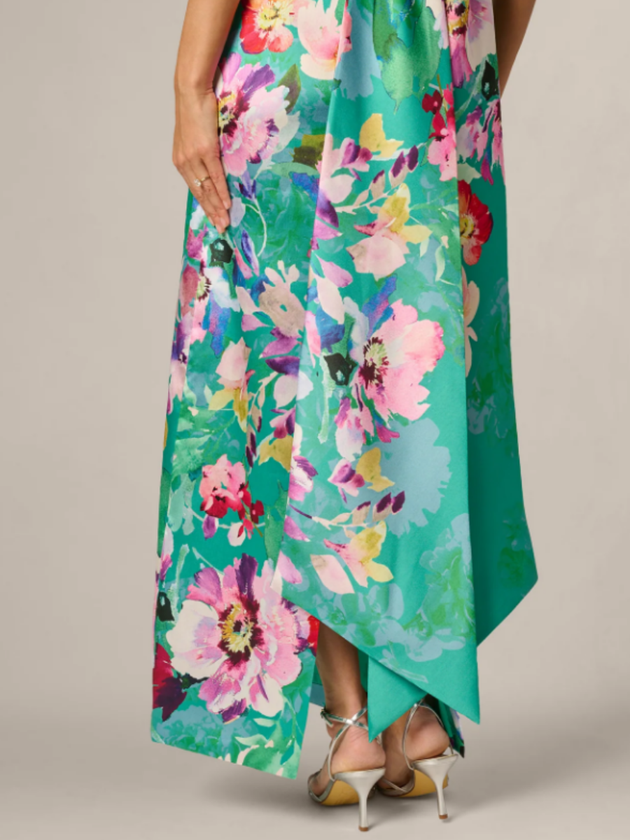 Floral Scarf Column Gown