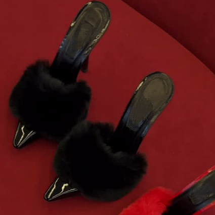 Faux Fur Strap Mules