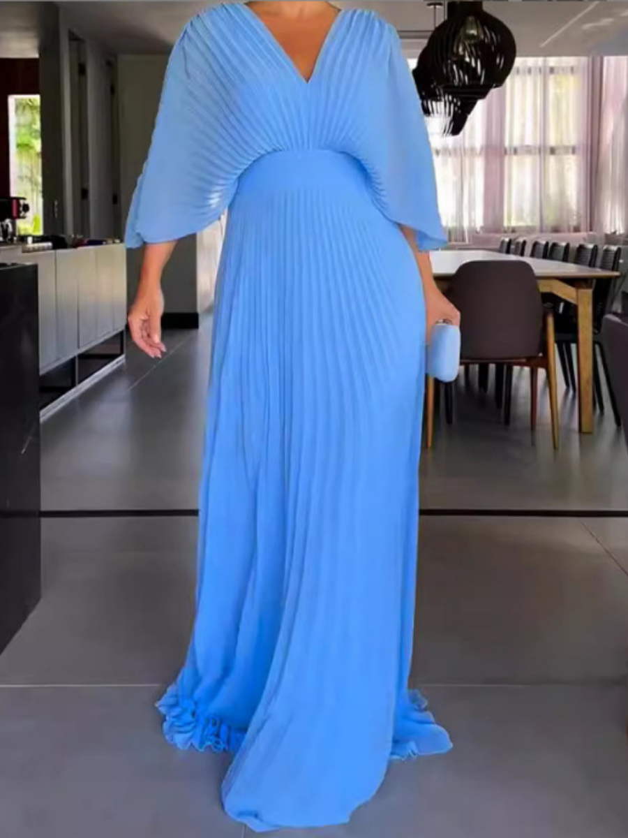Elegant Pleated Maxi Dress【In Stock】