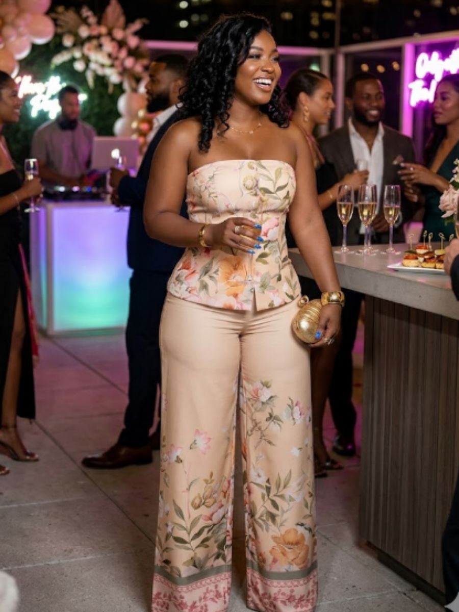 Tropical Floral Pants Set