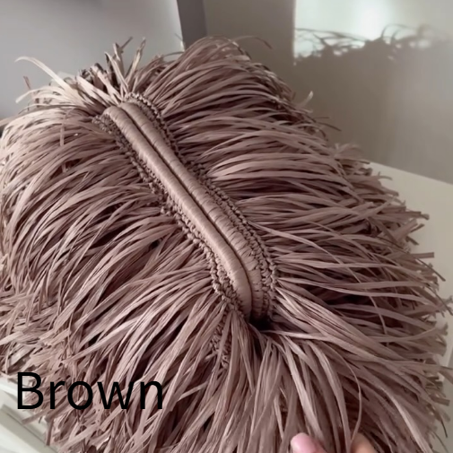 Casual Raffia Fringe Bag