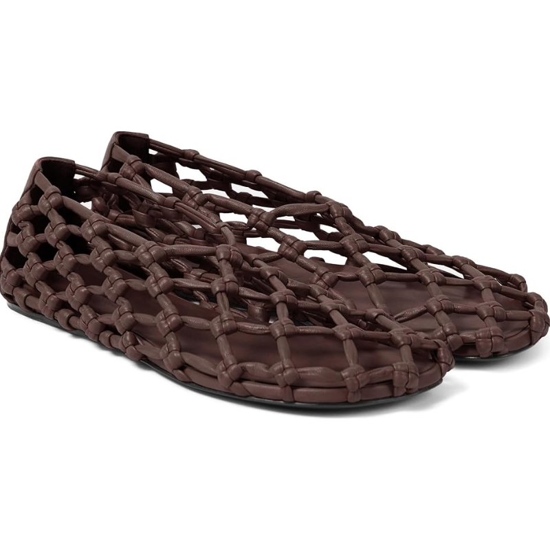 Round-toe Woven Cut-Out Ballet Flats