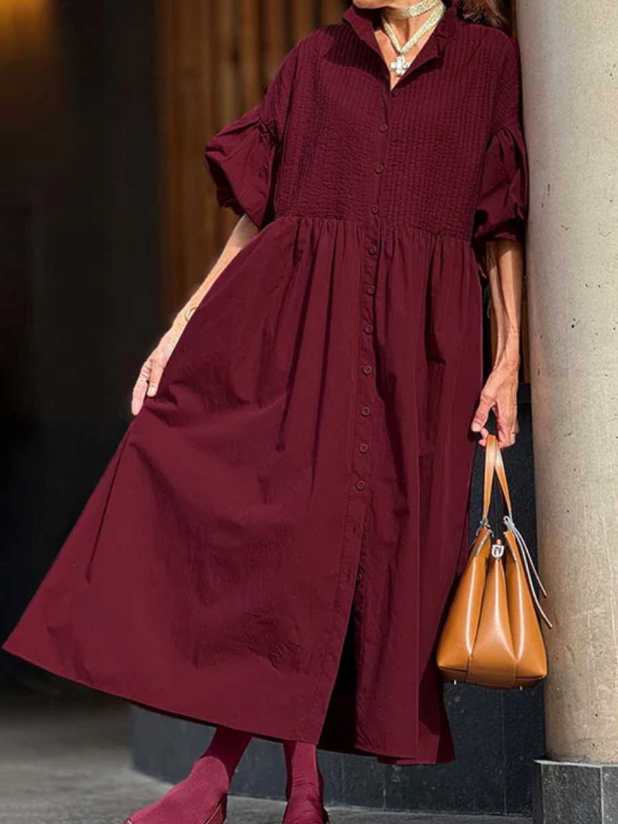Bohemian Lantern Sleeve Midi Dress