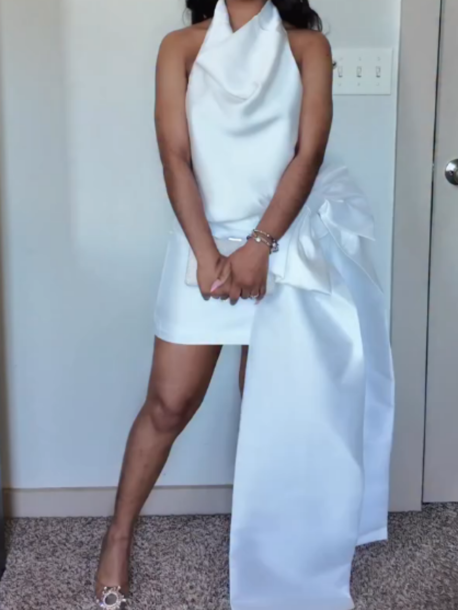 Halter Neck Cowl Top & Bow Skirt Set