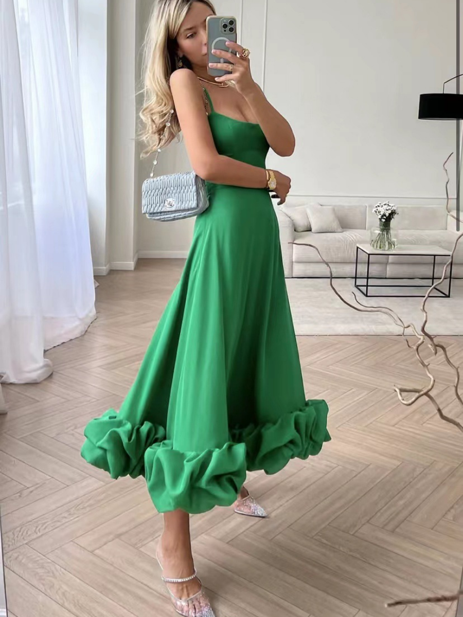 Flounce Bustier Midi Dress