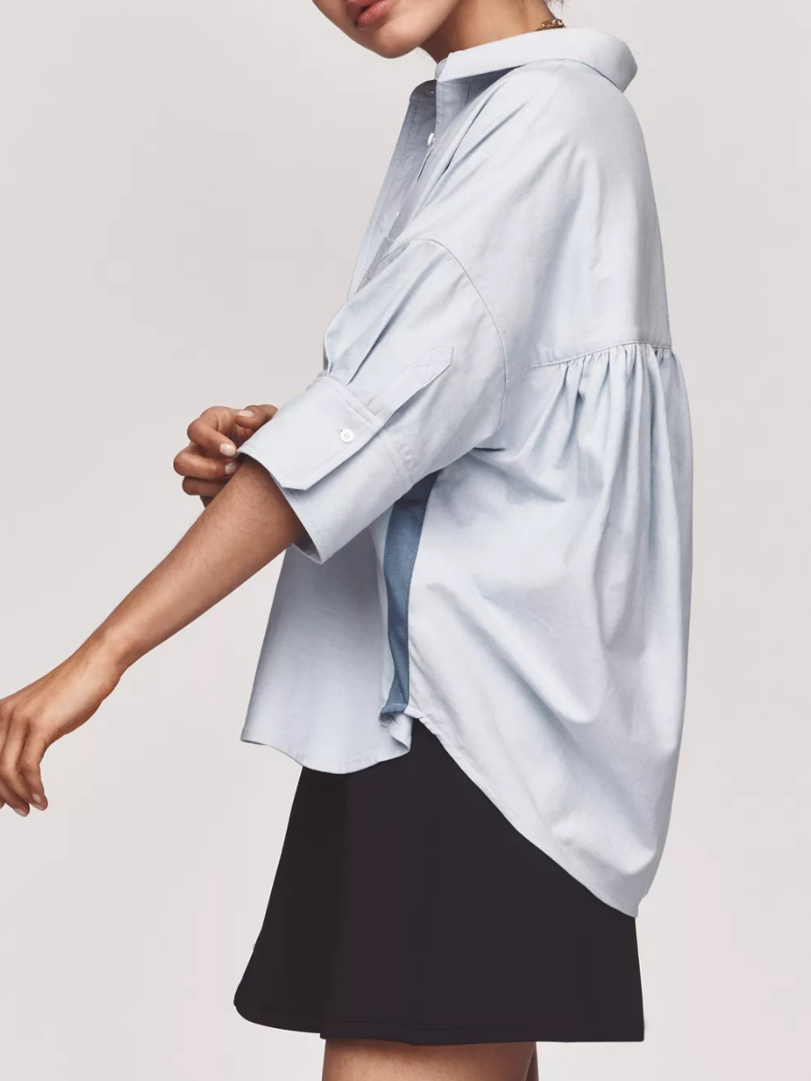 Striped Boxy Fit Elbow Sleeve Shirt