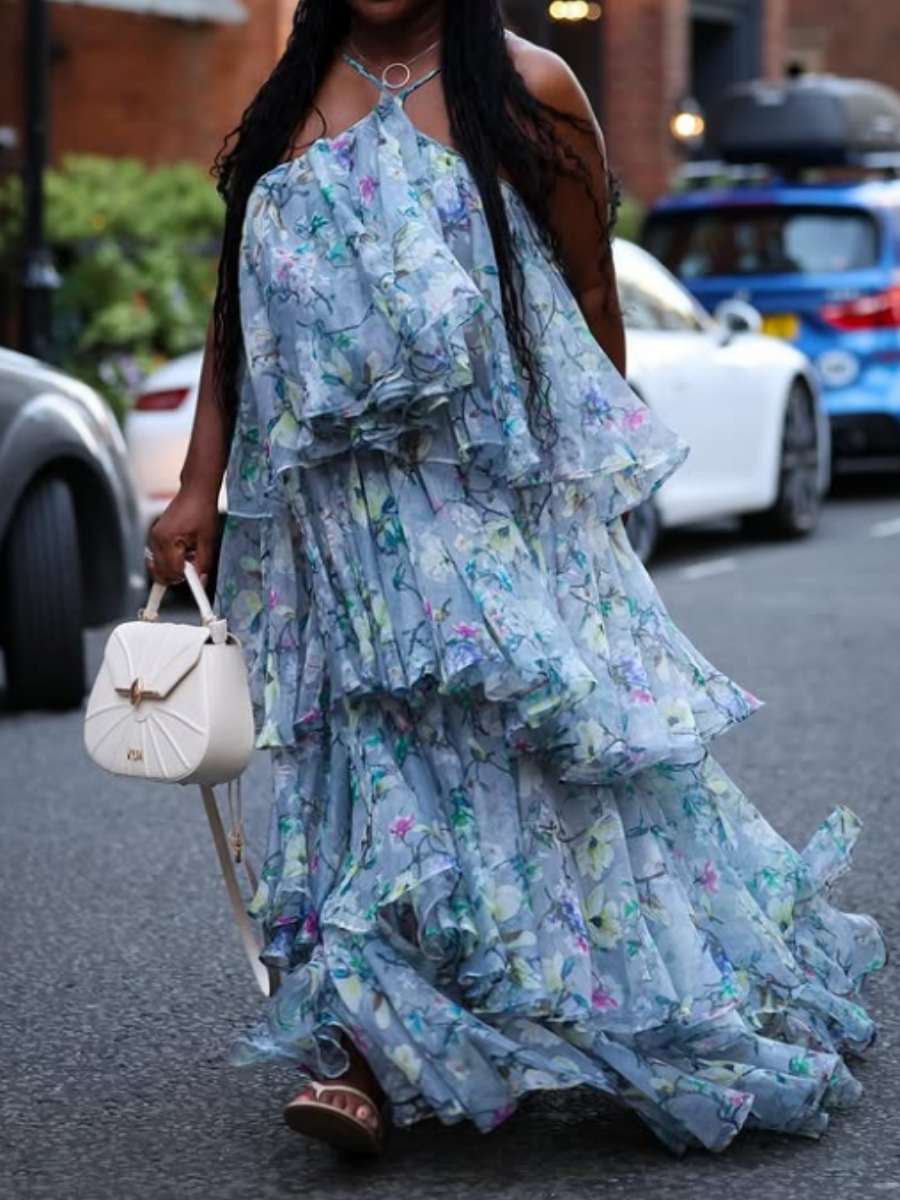 Demure Floral Maxi Dress