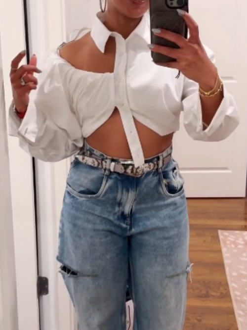 Asymmetric Cropped Shirt