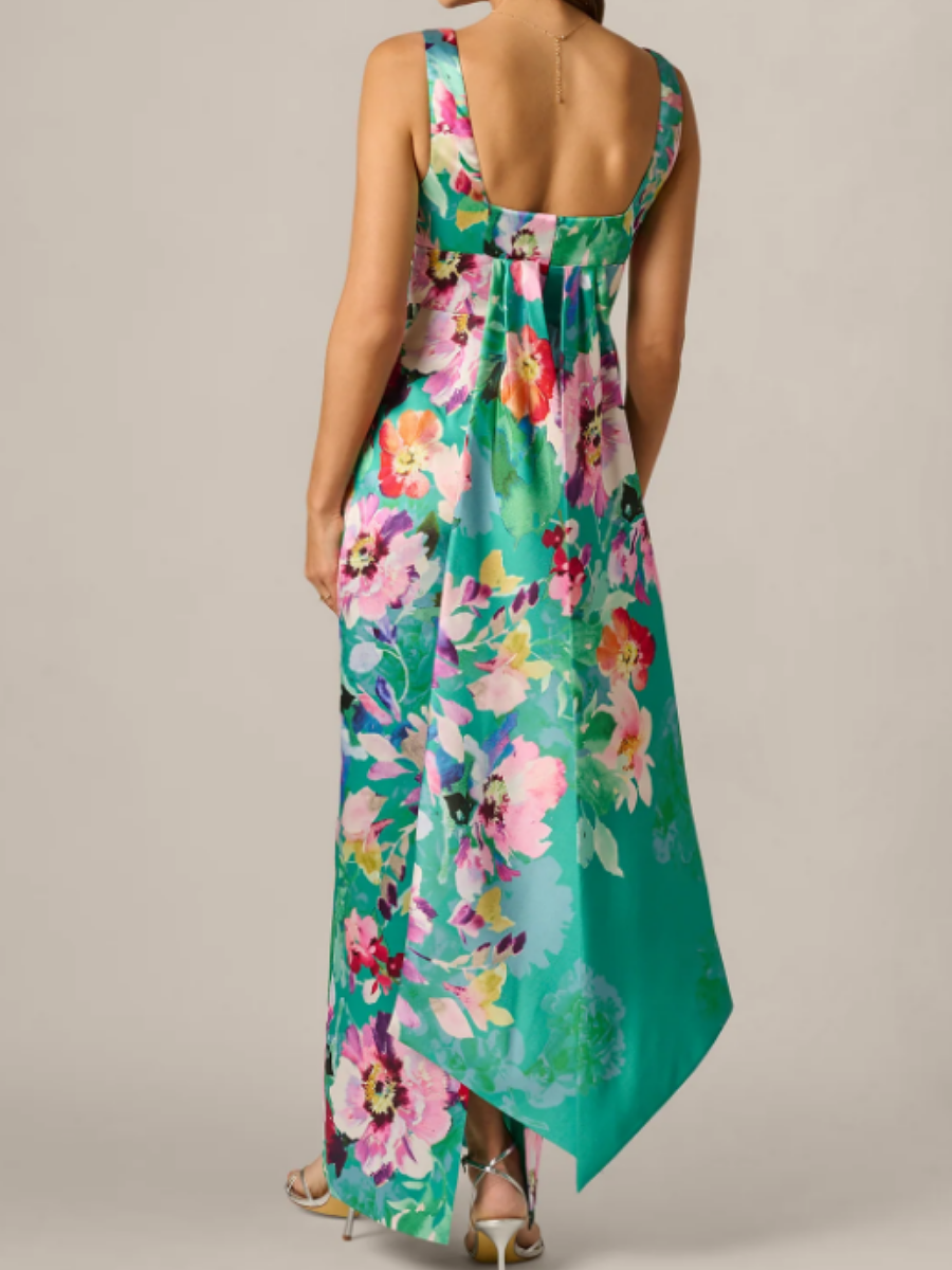 Floral Scarf Column Gown