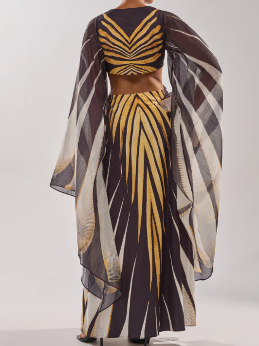 Chiffon Label Sheer Opulence Cutout Maxi Dress