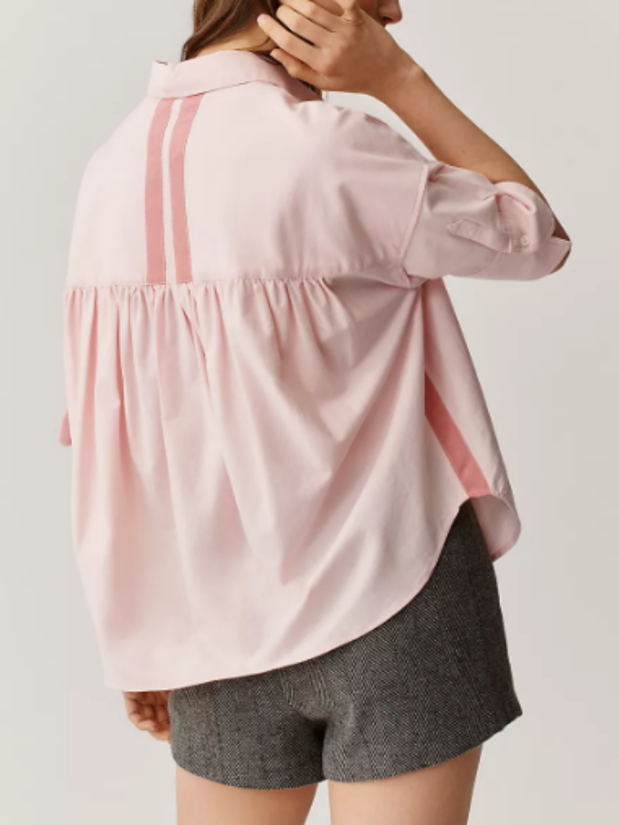 Striped Boxy Fit Elbow Sleeve Shirt