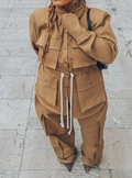 Chic Dirty Yellow Pants Set