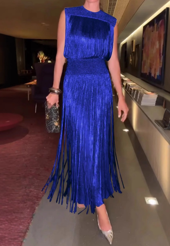 Demure Tassel Sleeveless Midi Dress