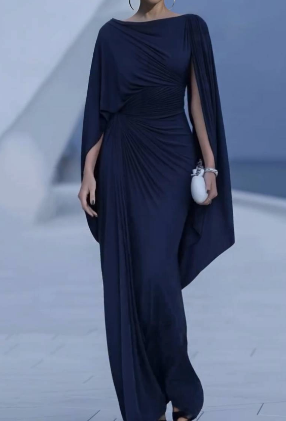 Demure High Waist Solid Banquet Dress